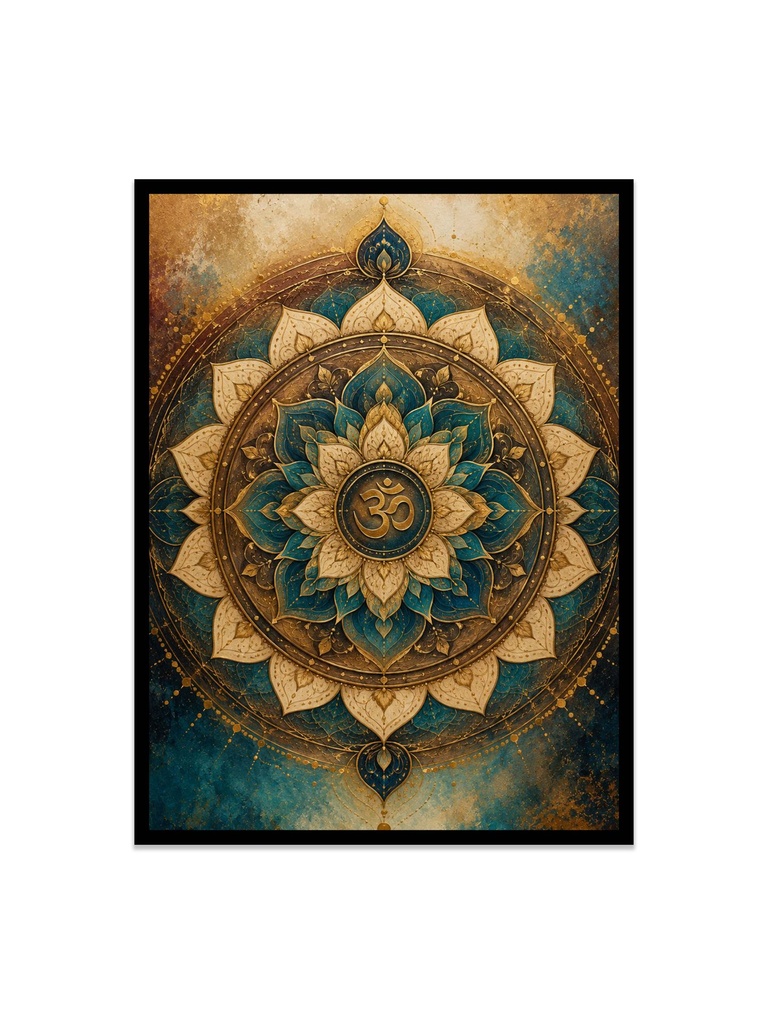 Sanskrit Om mandala With gold details/Canvas Art