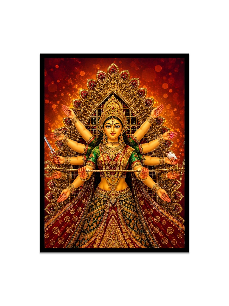 Divine Maa Durga Canvas Wall Art | Premium Canvas Print (12x16, No Frame)