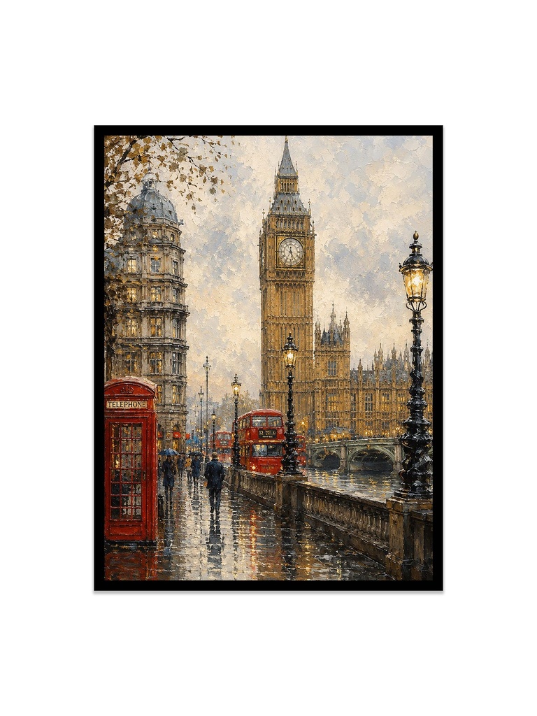 A Rainy Evening in London/Canvas Print (12x16, No Frame)