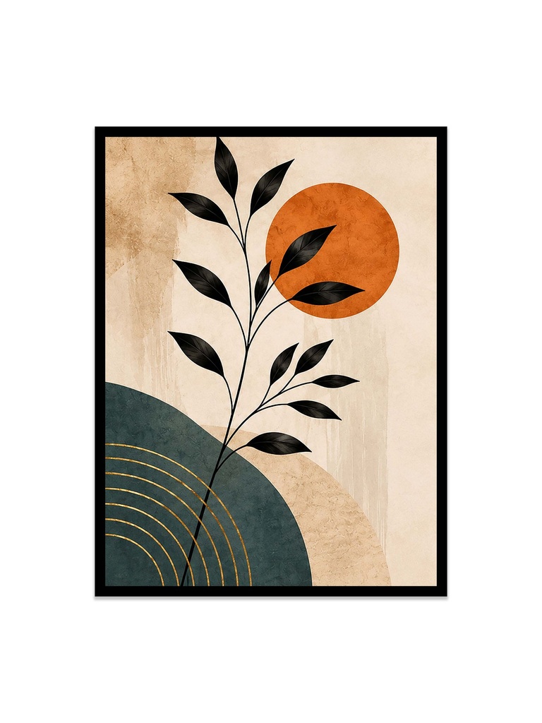 Geometric Sun and Botanical Abstract/Canvas Print (12x16, No Frame)