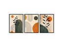 Geometric Sun and Botanical Abstract/Canvas Print Canvas Wall Art Set Of 3