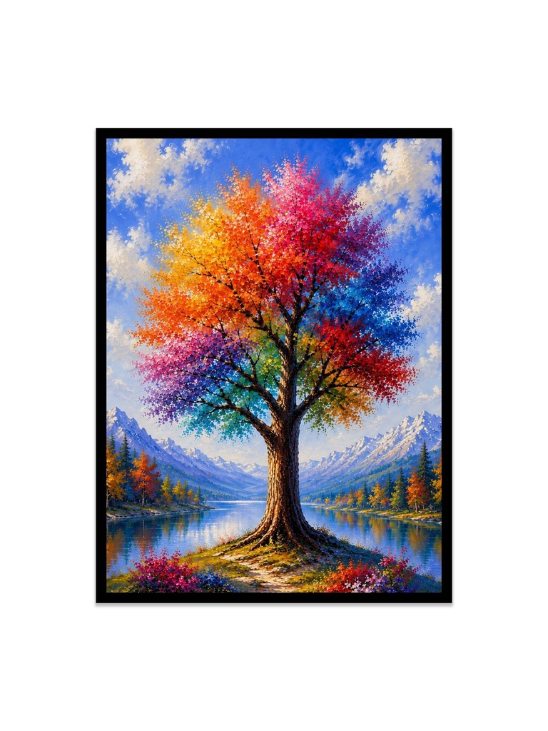 Vibrant Tree With Colorful/Canvas Print (12x16, No Frame)