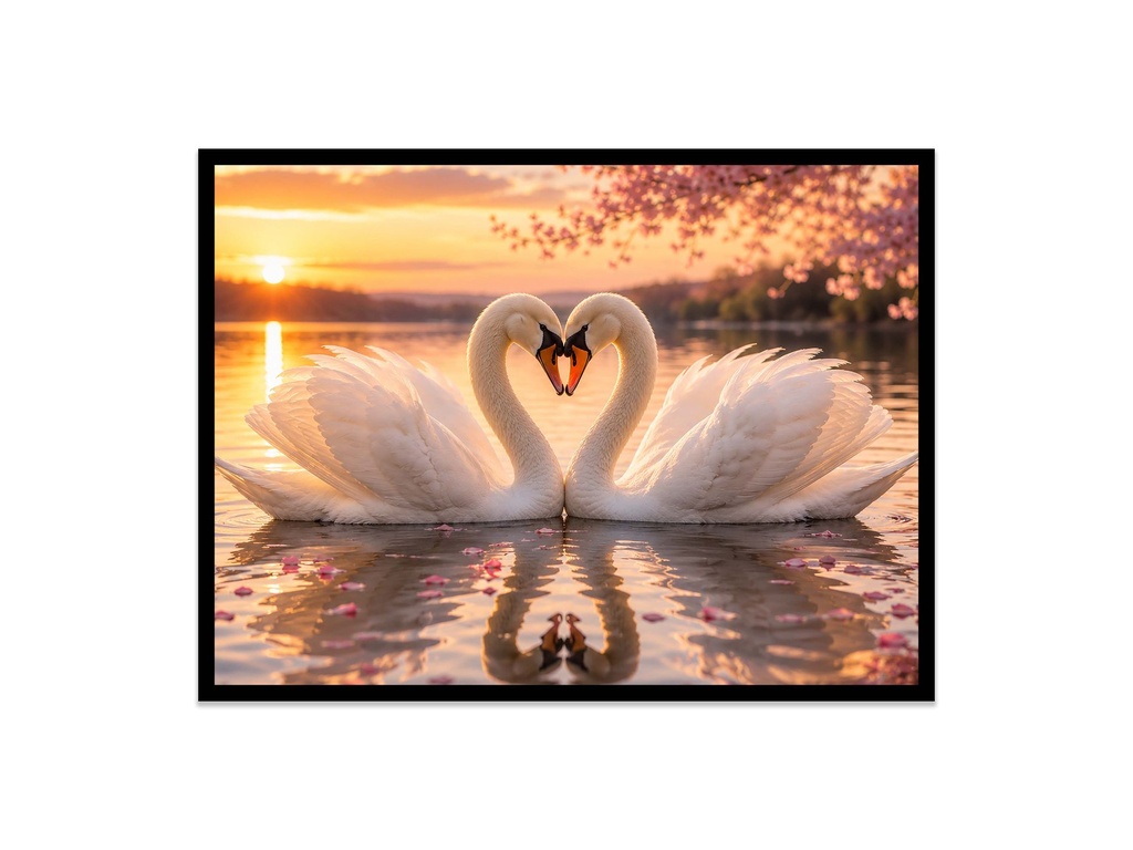 Harmonious Swan Pair/Canvas Print (12x16, No Frame)