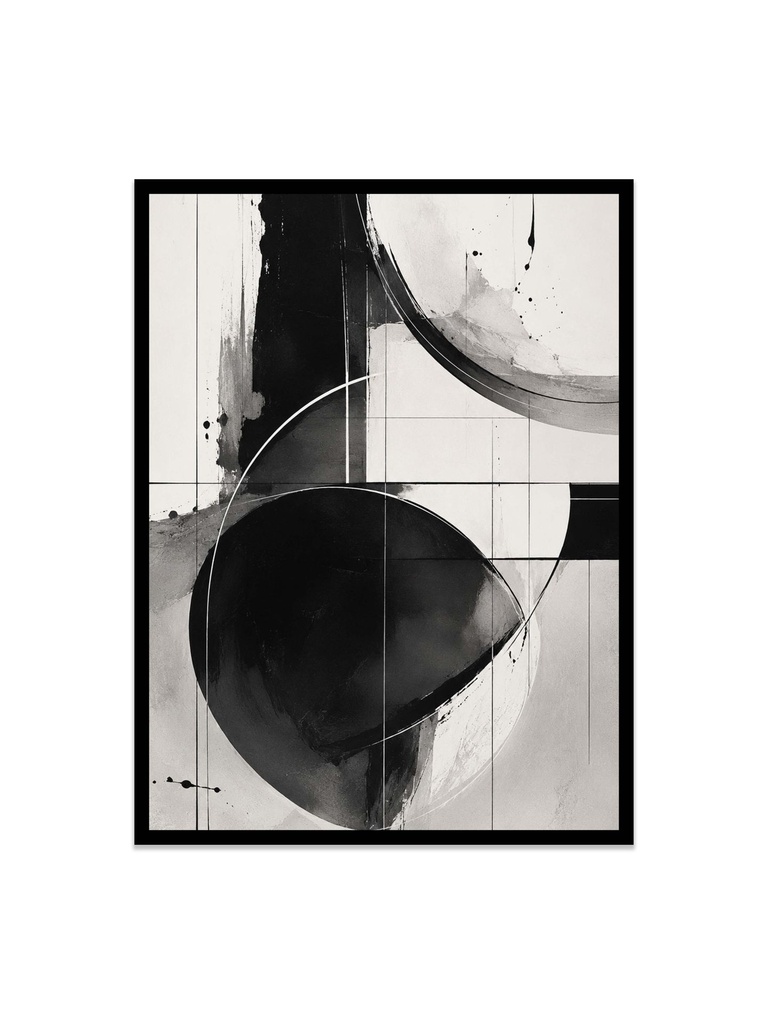 Monochrome Abstract Ink Wash Composition/Canvas print (12x16, No Frame)