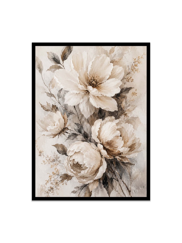 Elegant Floral Still life in Neutrals/Canvas Print (12x16, No Frame)