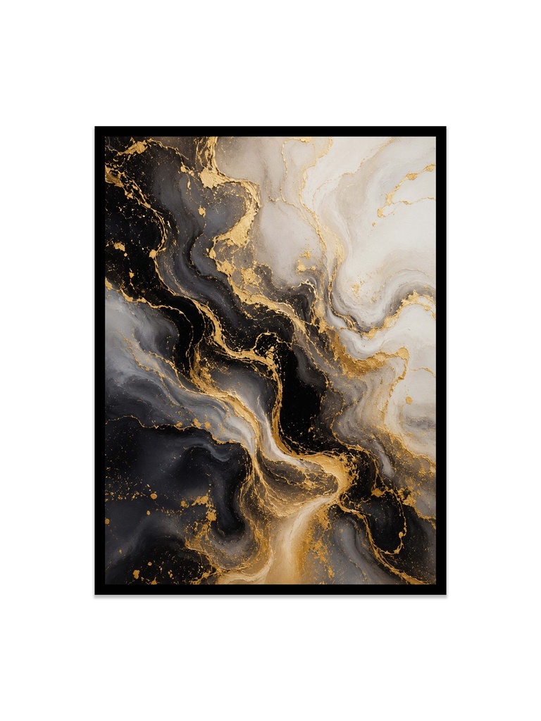 Golden Marble Swirls in Motion/Canvas Print (12x16, No Frame)