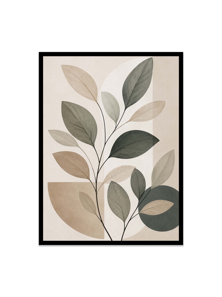 Minimalist Botanical with Soft Geometric Shapes/Canvas Print (12x16, No Frame)